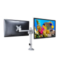 Wholesale Foldable Adjustable Height Aluminum Alloy White Dual Monitor Arm Stand